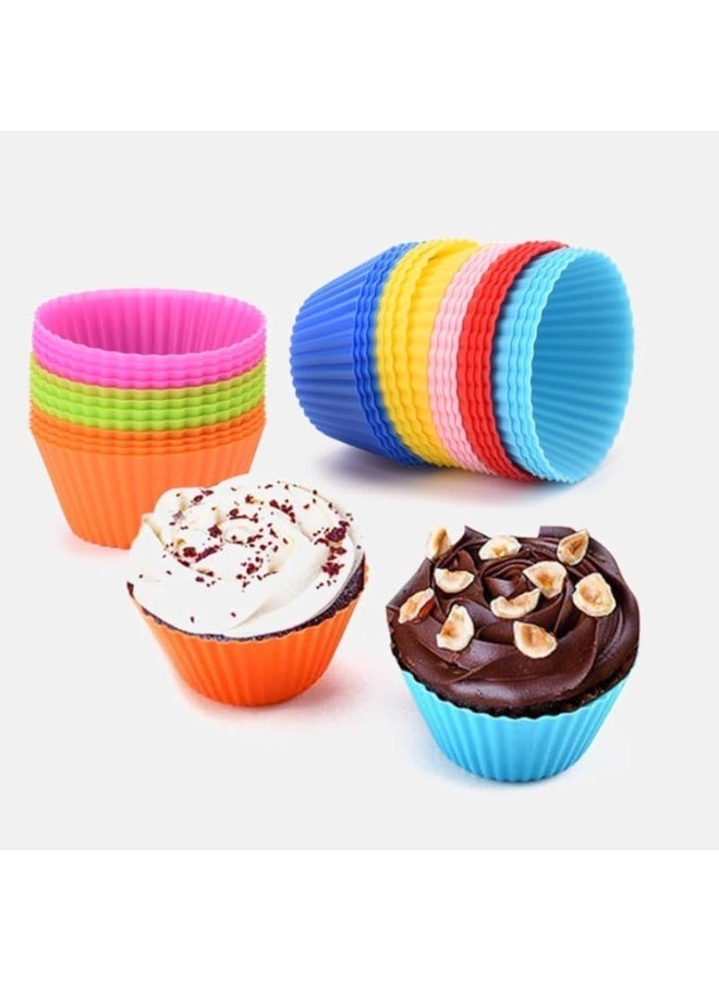 Round Silicone Cake Mold 12 Pieces for Cupcakes and Muffins Non Stick Baking Tray Heat Resistant Flexible Bakeware for Oven and Kitchen Use - Image 4