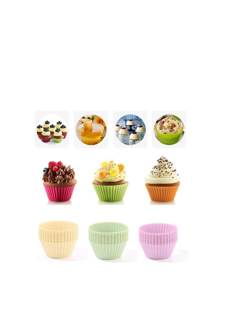 Round Silicone Cake Mold 12 Pieces for Cupcakes and Muffins Non Stick Baking Tray Heat Resistant Flexible Bakeware for Oven and Kitchen Use - Image 2