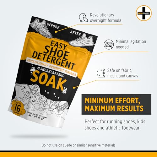 SneakERASERS Overnight Soak, Shoe and Sneaker Cleaner, Easy Detergent for Sneakers Athletic Shoes, and More. No Fuss! - Image 5