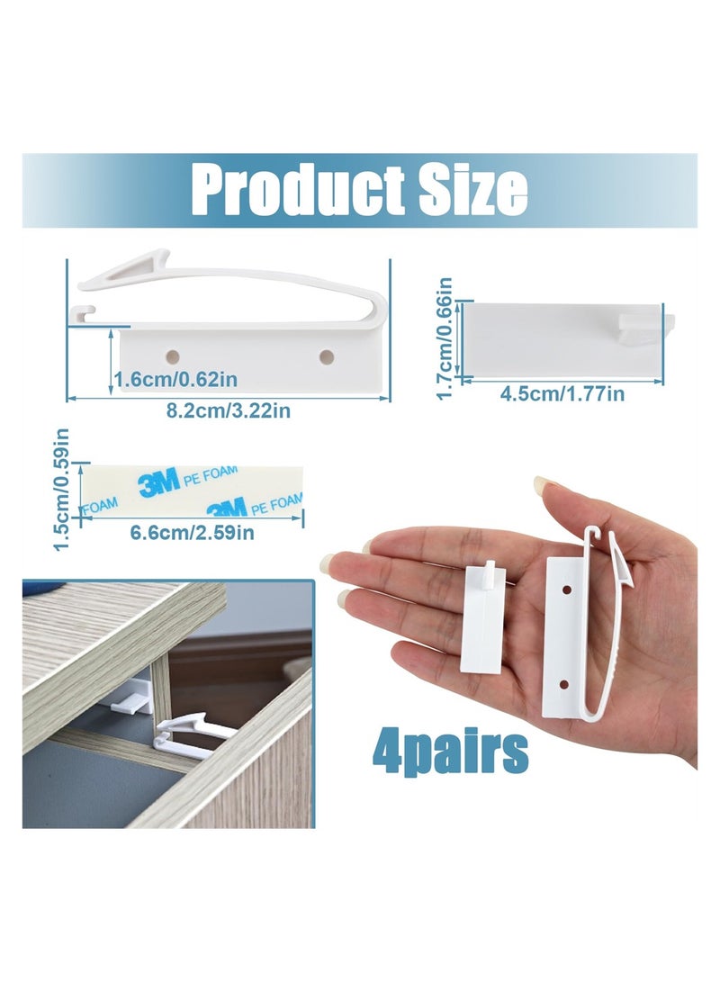 8 Pcs Invisible Child Safety Locks Strong Adhesive Easy Install for Cabinets Cupboards Baby Proofing White - Image 2
