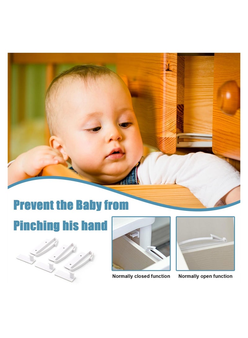 8 Pcs Invisible Child Safety Locks Strong Adhesive Easy Install for Cabinets Cupboards Baby Proofing White - Image 4