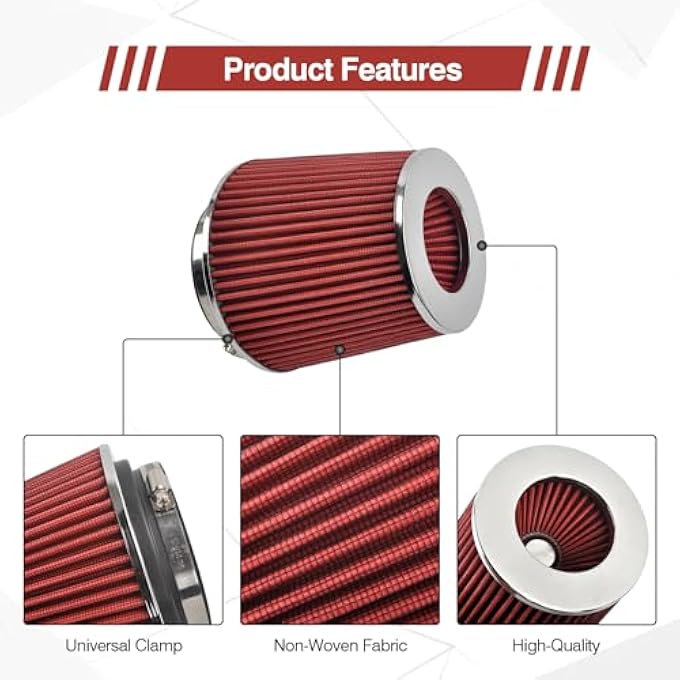 GESEXI Clamp On Air Intake Filter fits 3 In /3.5 In /4 In Three Different Size, Washable Cone Air Intake Filter - Image 4