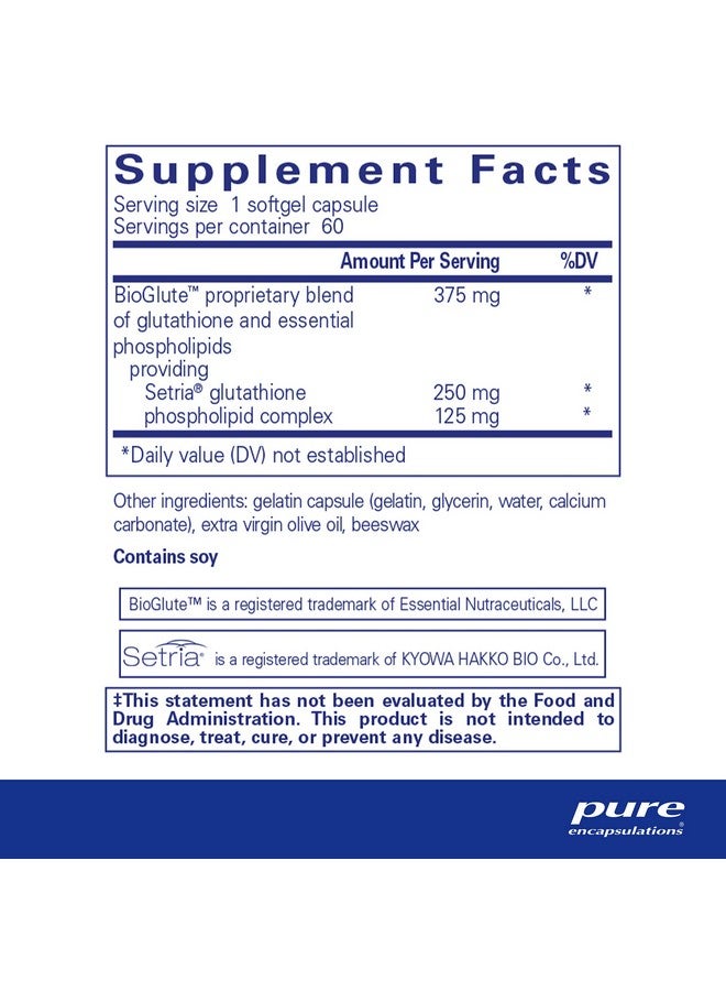Pure Encapsulations Liposomal Glutathione - دعم المناعة وإزالة السموم من الكبد* - حماية مضادة للأكسدة - مع Setria Glutathione - غير معدل وراثيًا - 60 كبسولة هلامية ناعمة - Image 2