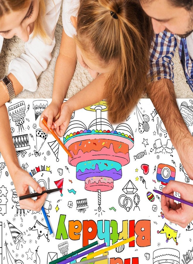 JOFONY Happy Birthday Giant Coloring Tablecloth Poster for Kids,30x72Inch DIY Art Activity Birthday Drawing Paper Coloring Tablecloth Poster Table Cover Mat Home Classroom Birthday Party Suppiles - Image 4