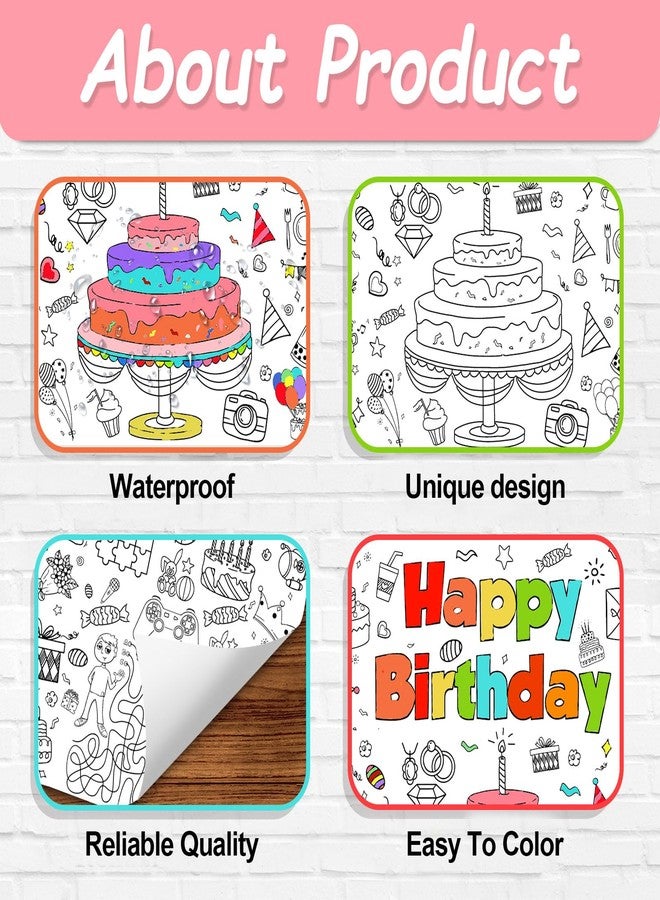 JOFONY Happy Birthday Giant Coloring Tablecloth Poster for Kids,30x72Inch DIY Art Activity Birthday Drawing Paper Coloring Tablecloth Poster Table Cover Mat Home Classroom Birthday Party Suppiles - Image 3