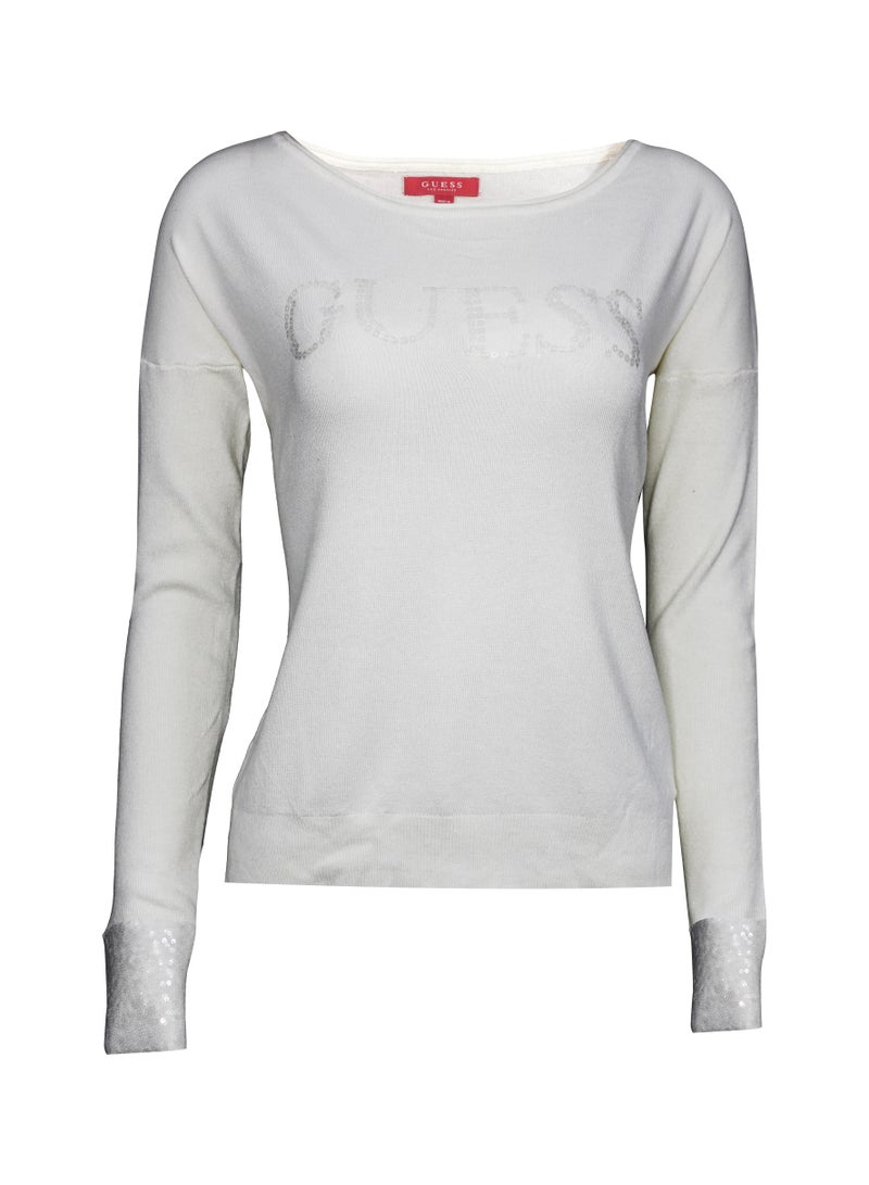 جس بلوزة جيس النسائية ذات الأكمام الطويلة باللون الأبيض - Image 1