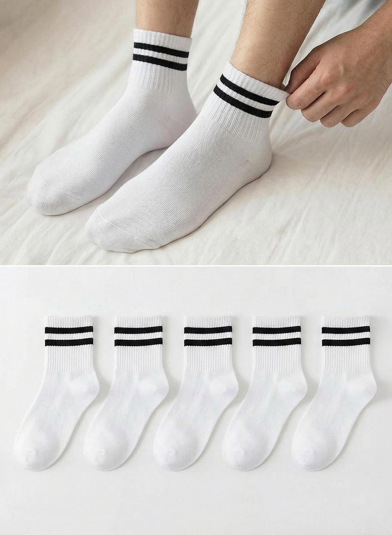 trendyol Cotton Striped White Socks - College, Tennis, Medium Size TMNSS24CO00017 5 Pack - Image 1
