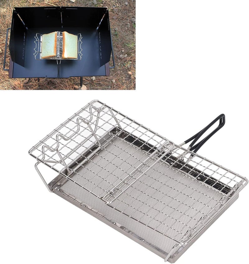 Camping Stove Toaster, Foldable Portable Gas Toaster, Stainless Steel Outdoor Stovetop Toaster with Stable Structure for Picnic BBQ Camping Hiking, Includes Baking Net and Storage - Image 3