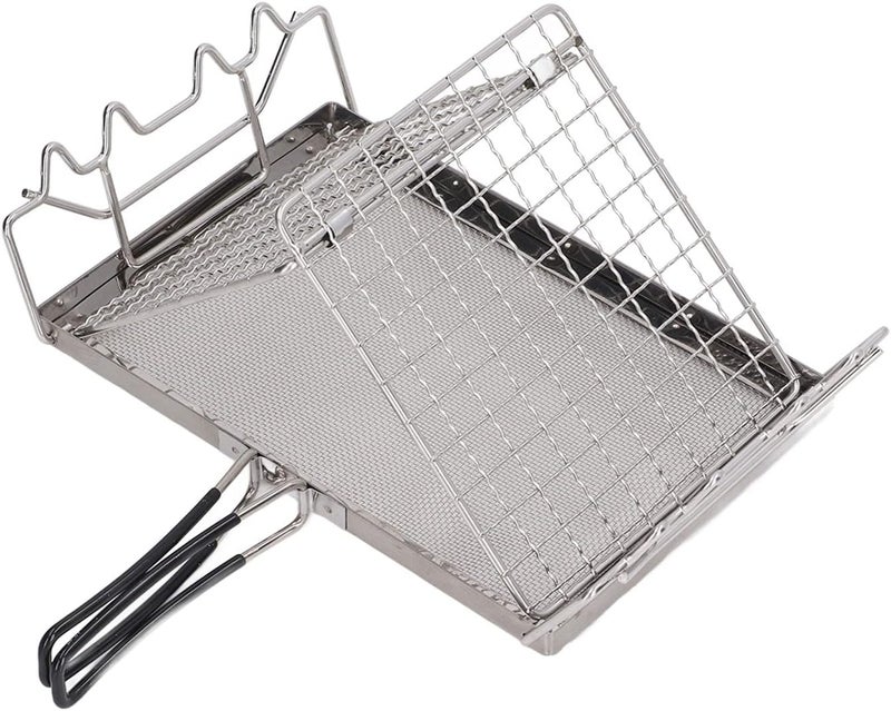 Camping Stove Toaster, Foldable Portable Gas Toaster, Stainless Steel Outdoor Stovetop Toaster with Stable Structure for Picnic BBQ Camping Hiking, Includes Baking Net and Storage - Image 2