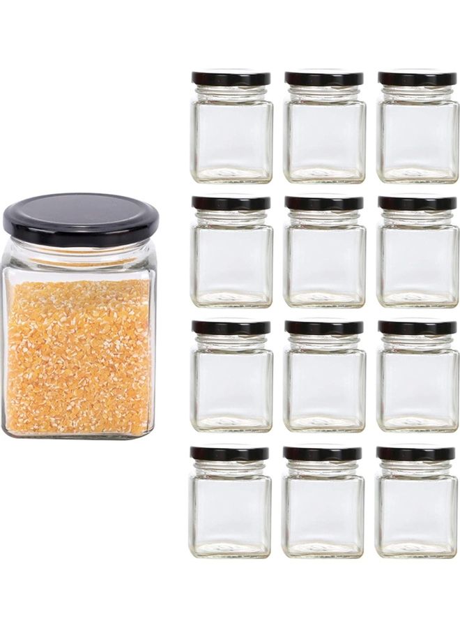 XiuWoo 13-Piece Square Spice Jar Clear/Black 200ml - Image 1