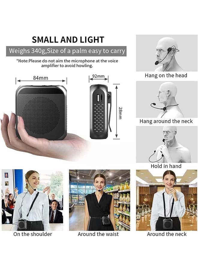 L&E Voice Amplifier Microphone Headset,2200 mAh Rechargeable Voice Amplifier Portable for Teachers,Training,Meeting,Tour Guide,Yoga,Fitness,Classroom etc (Black) - Image 2
