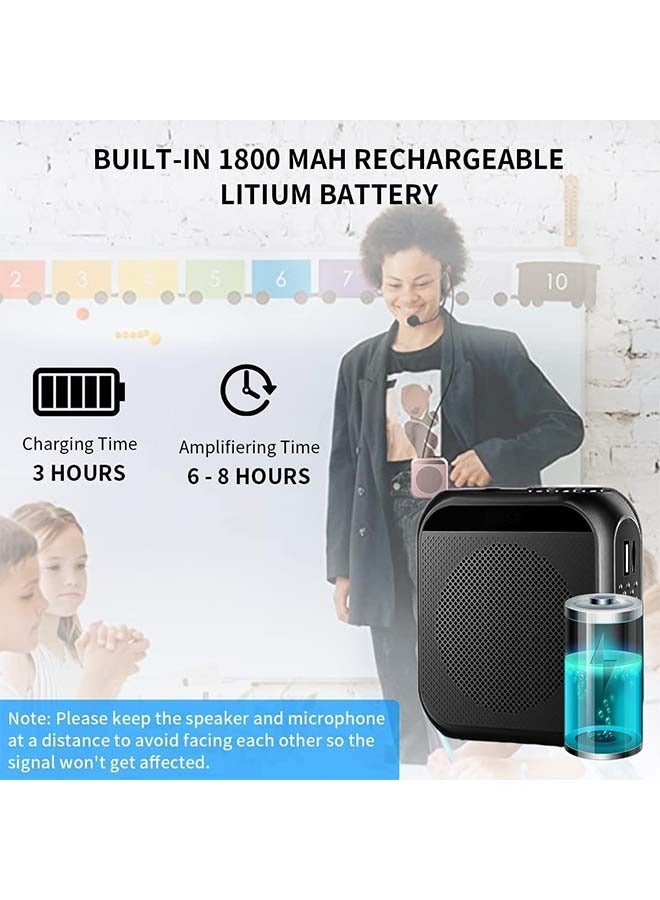 L&E Voice Amplifier Microphone Headset,2200 mAh Rechargeable Voice Amplifier Portable for Teachers,Training,Meeting,Tour Guide,Yoga,Fitness,Classroom etc (Black) - Image 4