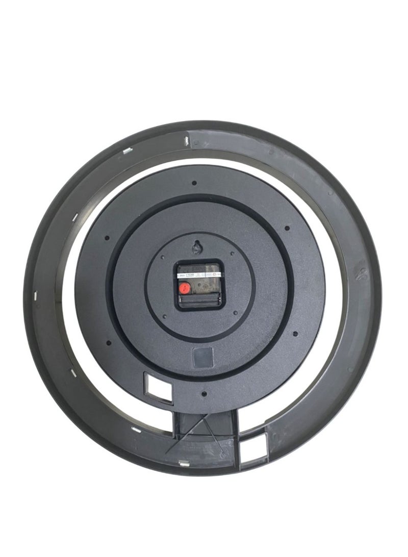 Siddharth Quartz Round Wooden Clock Boom Glass Silent Sweep Wall Clock - Black & Wood - Image 4