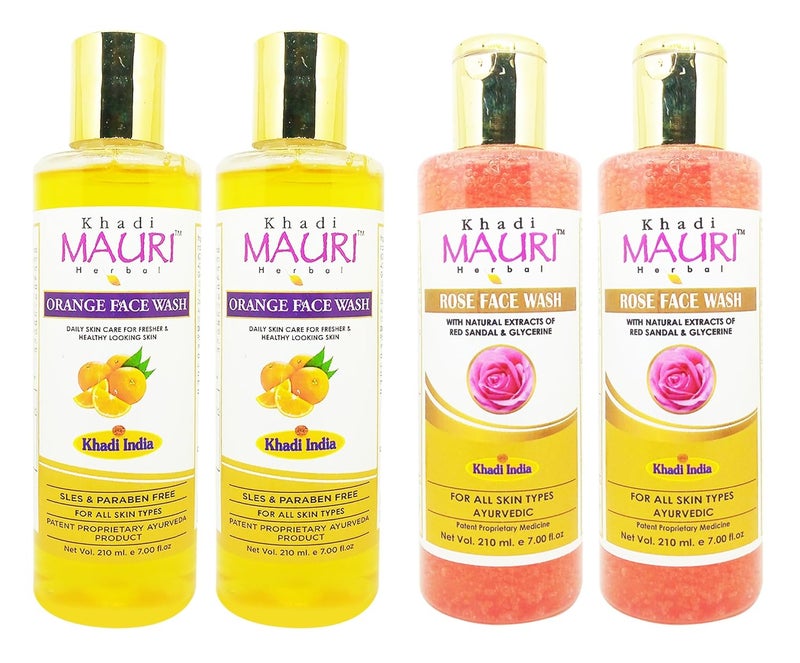 Khadi Mauri Orange  Rose face wash  Pack of 4 840ml - Image 1