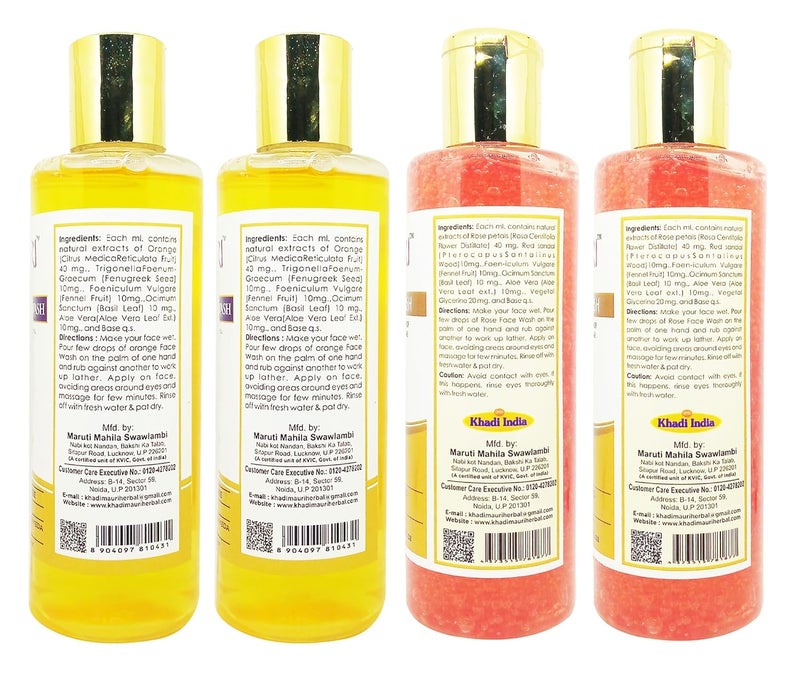 Khadi Mauri Orange  Rose face wash  Pack of 4 840ml - Image 2