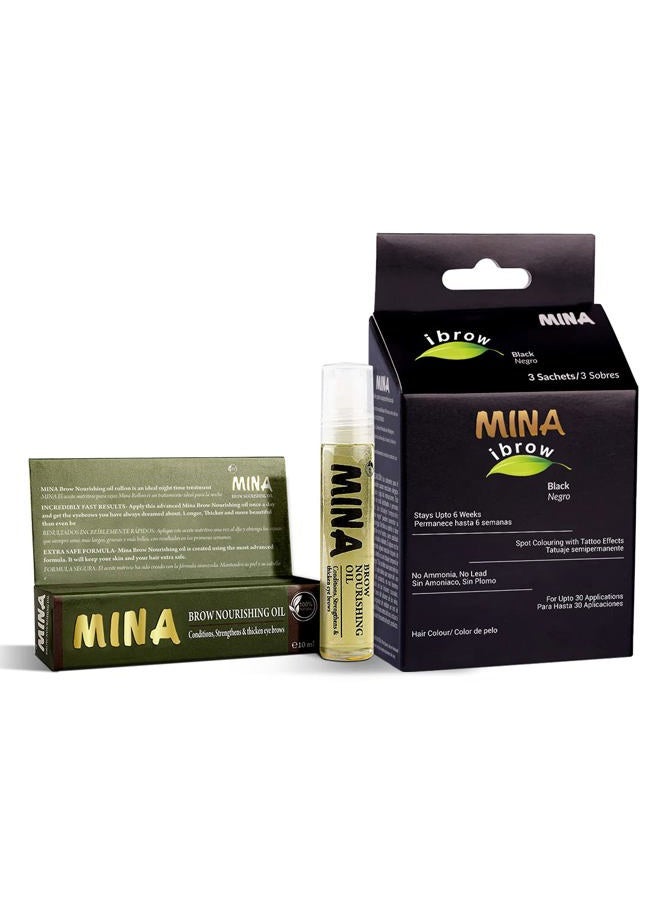 MinaiBrow MINA ibrow Henna Professional Tint Kit with Nourishing Oil (Black) - Image 1
