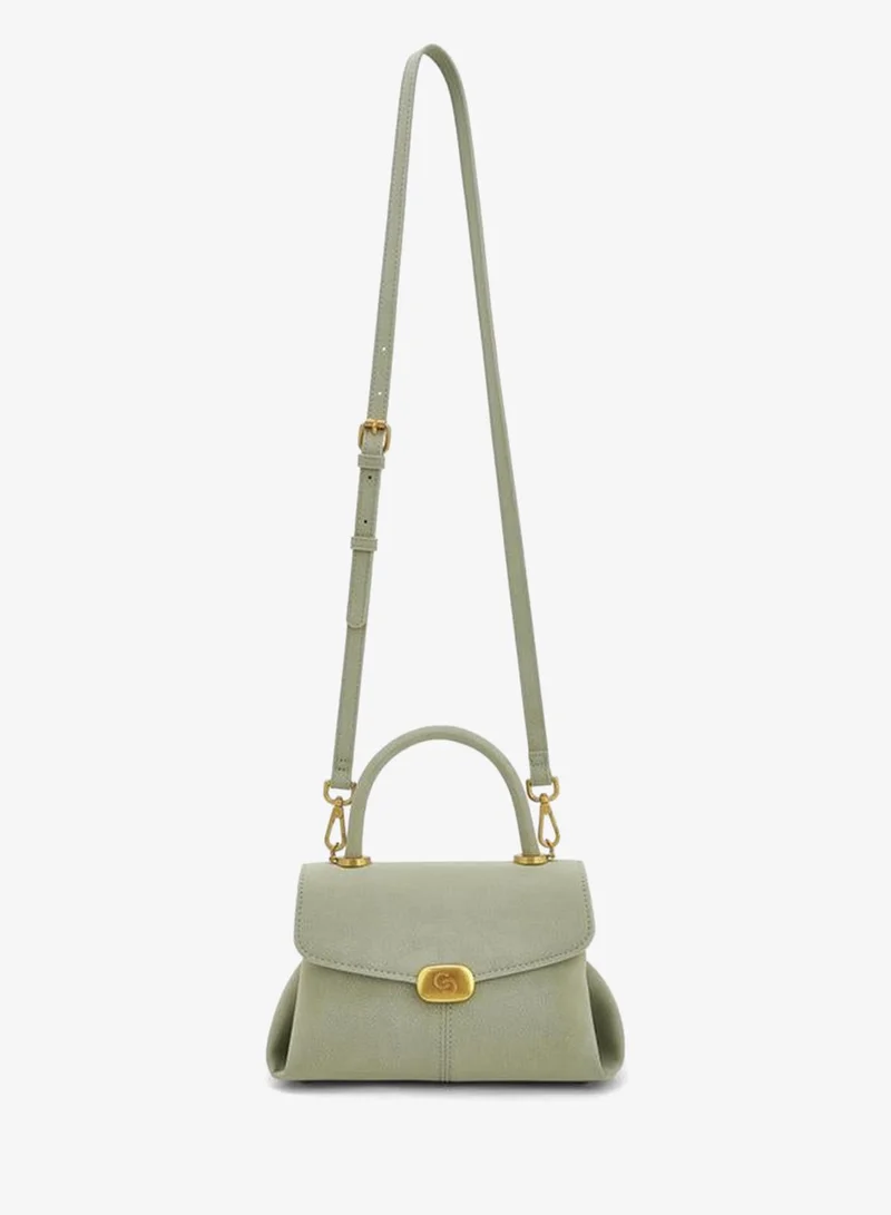 سيليست Suede Satchel Bag With Grab Handle