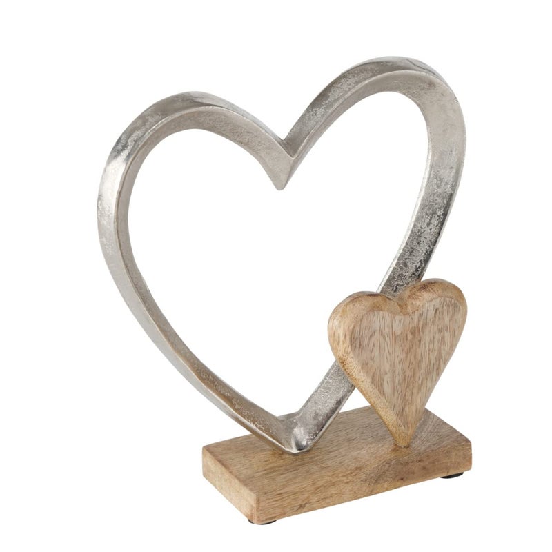 Boltze 2002881 Heart Carolyn Wooden DecorationGift Idea for Birthday and Wedding Heart Figure 18 x 75 x 22 cm Table Decoration