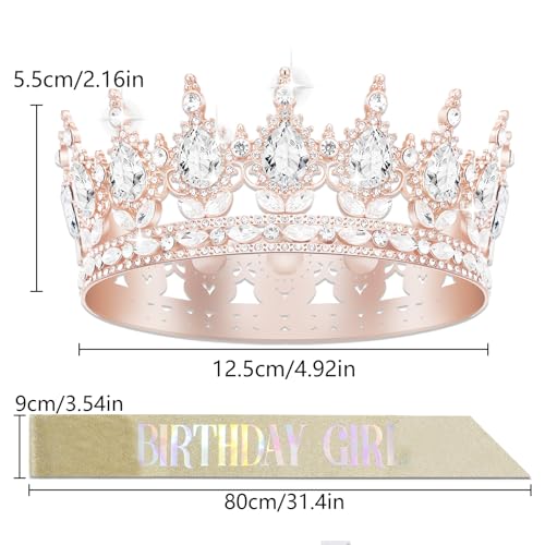 YOUlDIANZI Queen Crown Birthday Set for Women - Tiara, Sash, Princess Rhinestone Headband - Sweet Happy Accessories - Image 2