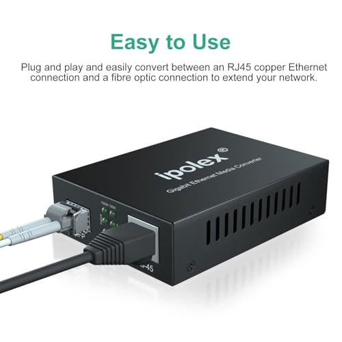 ipolex 1.25G Gigabit Ethernet SFP to RJ45 Fiber Media Converter, 10/100/1000M RJ45 to 1000M SFP Slot, Fiber to Ethernet Converter, Supports 1000BASE-SX/LX SFP LC Transceiver Module - Image 4