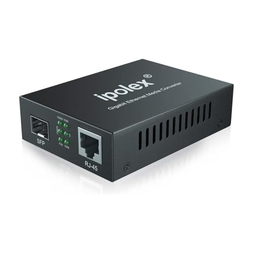 ipolex 1.25G Gigabit Ethernet SFP to RJ45 Fiber Media Converter, 10/100/1000M RJ45 to 1000M SFP Slot, Fiber to Ethernet Converter, Supports 1000BASE-SX/LX SFP LC Transceiver Module - Image 1