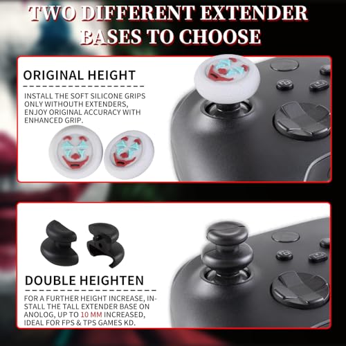 PlayRealm Silicone Skin Cover Sticker x 1 & Extender Grips x 2 for Xbox Series/One Controller The Joker - Image 5