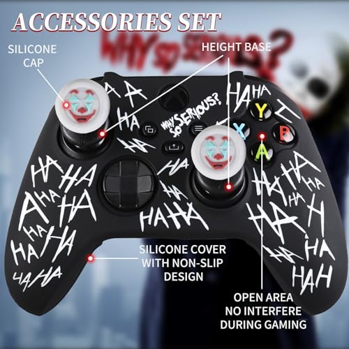 PlayRealm Silicone Skin Cover Sticker x 1 & Extender Grips x 2 for Xbox Series/One Controller The Joker - Image 2