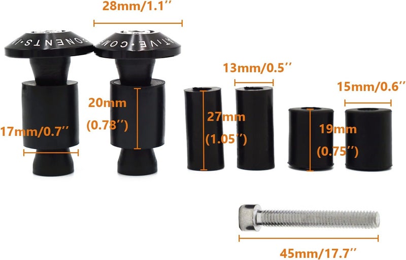 Hotiko 7/8" 22mm Universal Motorcycle CNC Handlebar Grips Bar End Plugs for Kawasaki Suzuki Yamaha Ducati Triuph-Black - Image 4