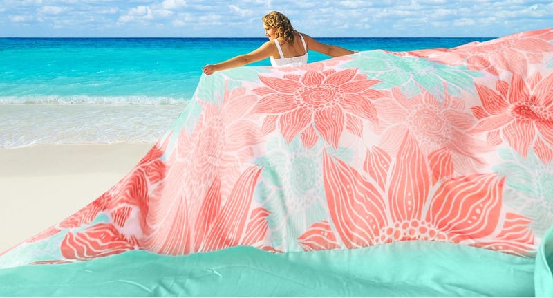 HIHOHO Beach Blanket Waterproof Sandproof Extra Large Beach Mat 79" X 83"/120"x108"for 1-8 Adults Quick Drying Durable Outdoor Picnic Mat for Beach Travel Camping Hiking - Image 2