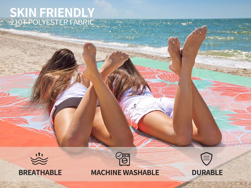HIHOHO Beach Blanket Waterproof Sandproof Extra Large Beach Mat 79" X 83"/120"x108"for 1-8 Adults Quick Drying Durable Outdoor Picnic Mat for Beach Travel Camping Hiking - Image 4