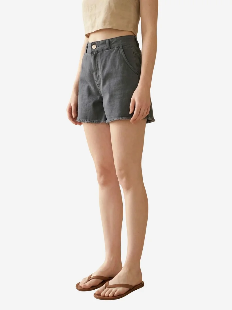 My Fashion Black MY FASHION High Waist Wide Leg Denim Shorts for Women | Best Price UAE