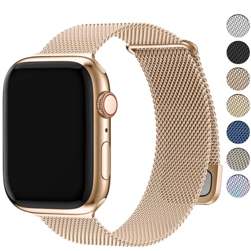 Fullmosa Compatible with Apple Watch Straps 42mm(Series 11 10) 41mm 40mm 38mm Women Men,Milanese Loop Replacement iWatch Strap SE3/2/1 Series 11 10 9 8 7 6 5 4 3 2 1,Rose Gold [NO Watch and Case] - Image 1