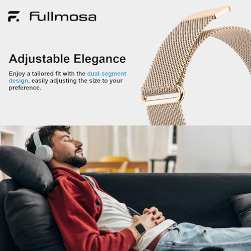 Fullmosa Compatible with Apple Watch Straps 42mm(Series 11 10) 41mm 40mm 38mm Women Men,Milanese Loop Replacement iWatch Strap SE3/2/1 Series 11 10 9 8 7 6 5 4 3 2 1,Rose Gold [NO Watch and Case] - Image 5
