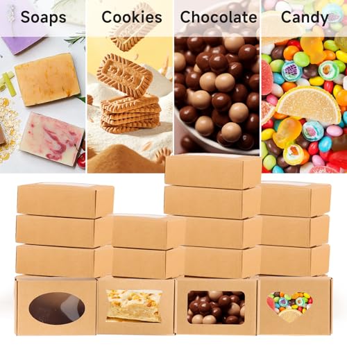 RYKOMO 60 PCS Soap Boxes for Homemade Soap 3.55 X 2.4 X 1.2 Inch Small Soap Packaging Boxes Kraft Soap Box with Window Mini Soap Gift Boxe for Homemade Bakery Candy Cookies Packaging - Image 5