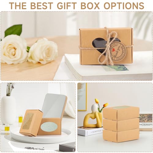RYKOMO 60 PCS Soap Boxes for Homemade Soap 3.55 X 2.4 X 1.2 Inch Small Soap Packaging Boxes Kraft Soap Box with Window Mini Soap Gift Boxe for Homemade Bakery Candy Cookies Packaging - Image 4
