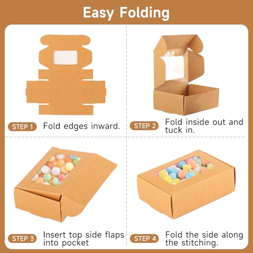 RYKOMO 60 PCS Soap Boxes for Homemade Soap 3.55 X 2.4 X 1.2 Inch Small Soap Packaging Boxes Kraft Soap Box with Window Mini Soap Gift Boxe for Homemade Bakery Candy Cookies Packaging - Image 3