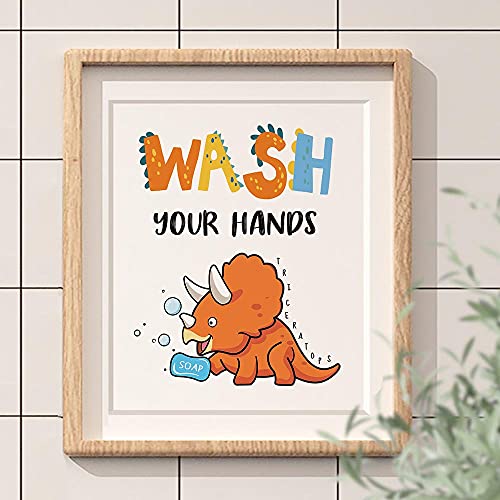 FALJIOK Dinosaur Bathroom Decor, Funny Dinosaur Themed Bathroom Inspirational Quotes Art Print Humorous Quotes Painting, Set of 4 (8”X10”), Unframed - Image 3