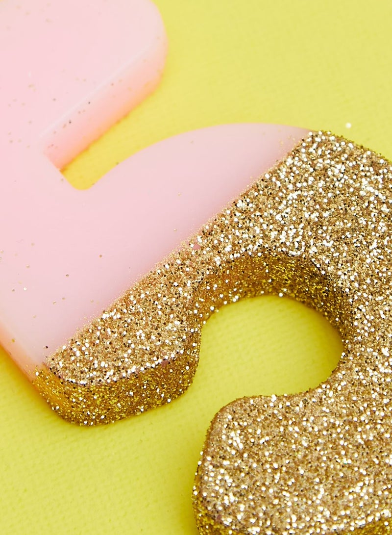 Talking Tables Pink Number 5 Candle with Gold Glitter Premium Quality Cake Topper Decoration For Kids, Adults, 50th Birthday Party, Anniversary, Milestone Age, Height 8cm, 3" - Image 2