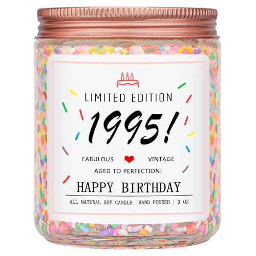 Homsolver 30th Birthday Gifts for Her Women, Happy 1995 30th Birthday Candle Gifts Ideas-Limited Edition 1995 Handmade Candles (Vanilla Birthday Cake Scent with Sprinkles) - Image 1