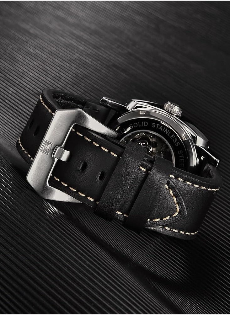 BENYAR Automatic Watches for Men Skeleton Mechanical Leather Strap Mens Watch 30M Waterproof Men's Stylish Gift  - Image 3
