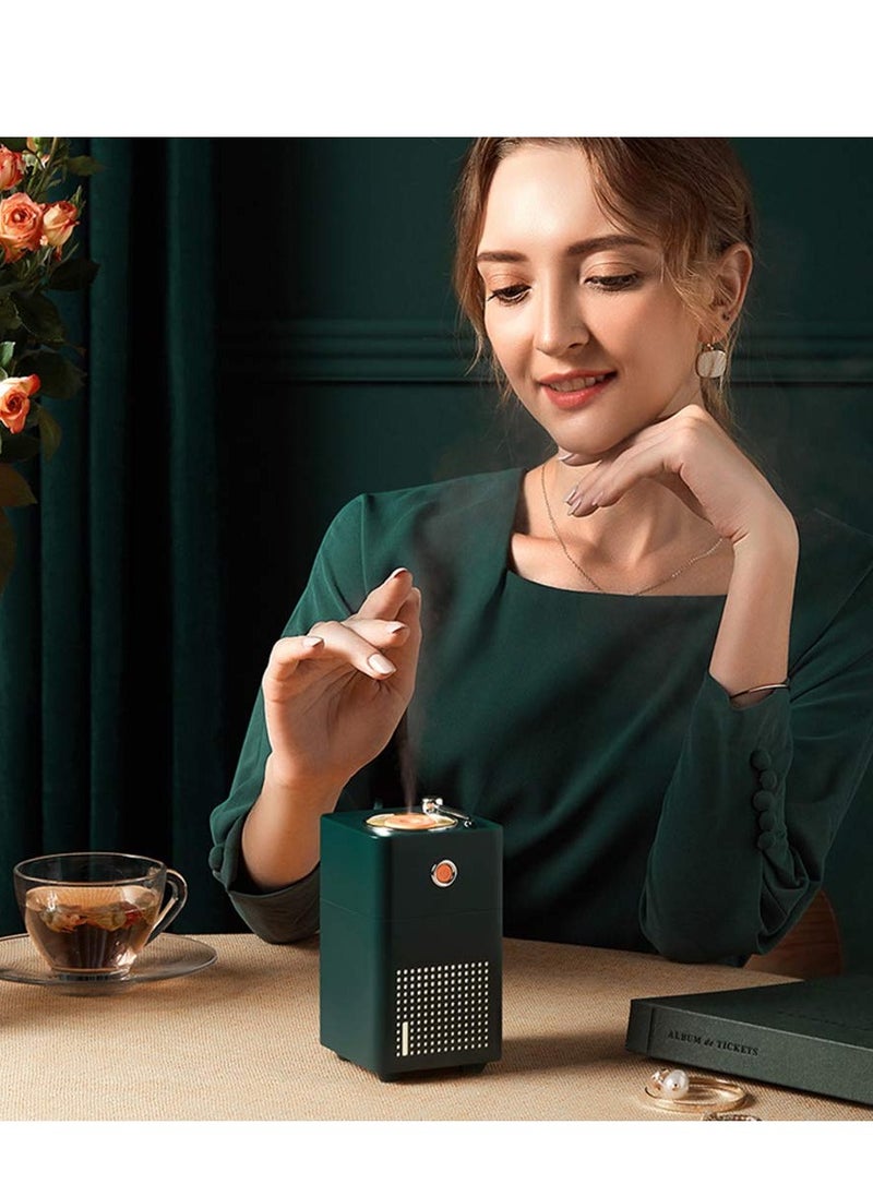 Humidifiers For Bedroom USB-C Portable Desk Humidifier Car  300ml Small Mini Humidifier, Classic Record Player Small Mini Spray with Ambient Night Light Wireless 2 Mist Modes Green