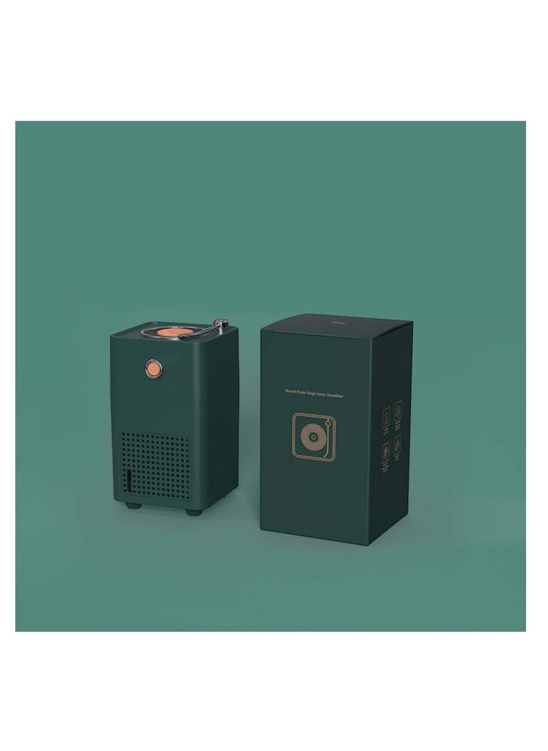 Humidifiers For Bedroom USB-C Portable Desk Humidifier Car  300ml Small Mini Humidifier, Classic Record Player Small Mini Spray with Ambient Night Light Wireless 2 Mist Modes Green