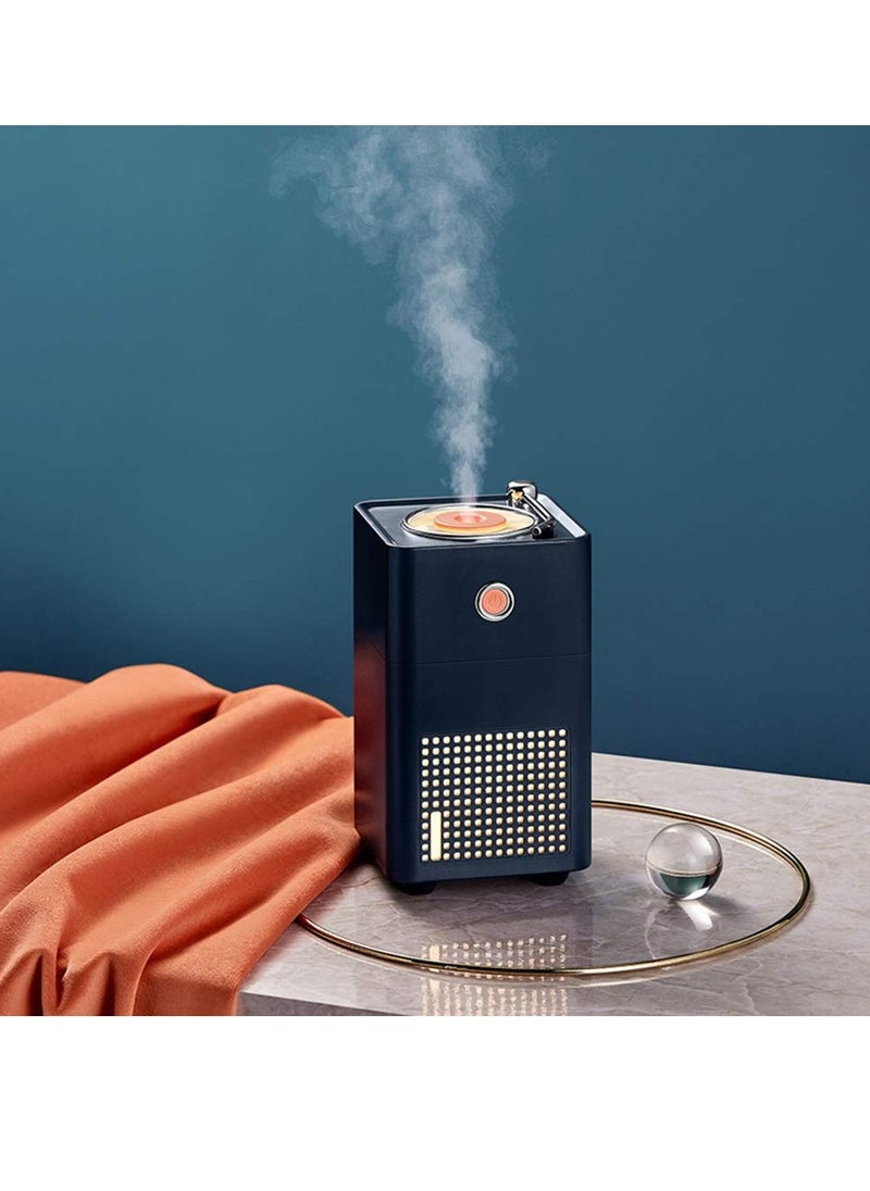 Humidifiers For Bedroom USB-C Portable Desk Humidifier Car  300ml Small Mini Humidifier, Classic Record Player Small Mini Spray with Ambient Night Light Wireless 2 Mist Modes Green