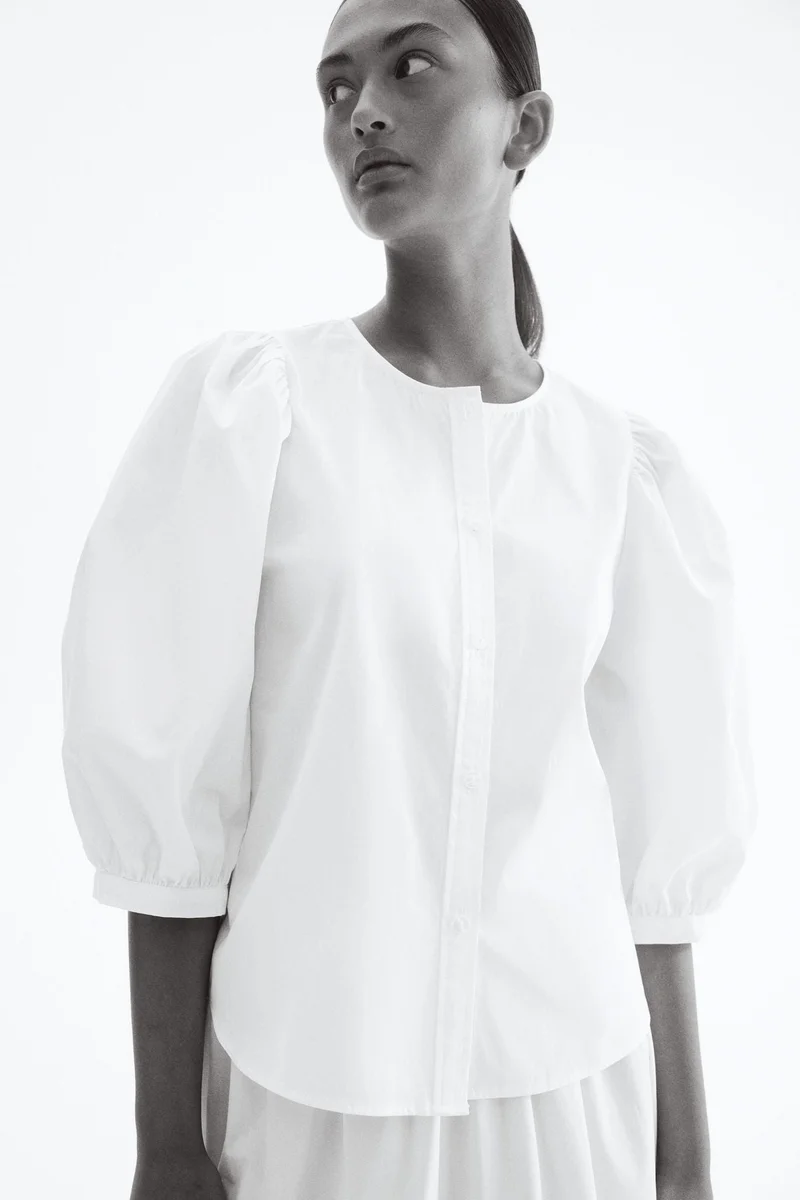 اتش اند ام بلوزة من البوبلين