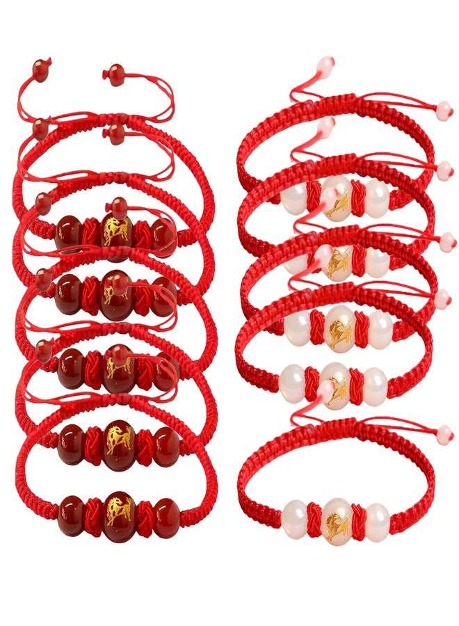sunglnl 2026 Chinese New Year of Horse Rope Beaded Bracelets, Adjustable String Charm Bracelet Good Luck Chinese Zodiac Animal Handwoven Braided Corded Jewelry Gifts for Women Men (Red Red 5 Pcs+Red White 5 Pcs Horse) - Image 1