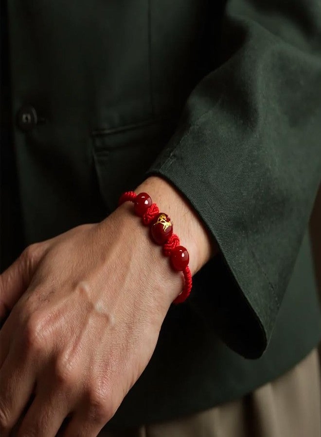 sunglnl 2026 Chinese New Year of Horse Rope Beaded Bracelets, Adjustable String Charm Bracelet Good Luck Chinese Zodiac Animal Handwoven Braided Corded Jewelry Gifts for Women Men (Red Red 5 Pcs+Red White 5 Pcs Horse) - Image 3