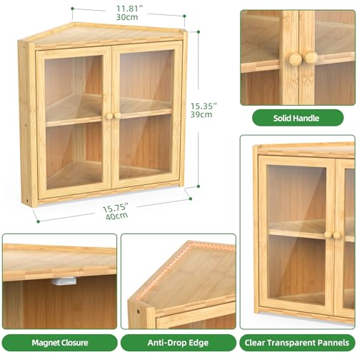 BAMBANG Bread Box, Double Layer Bamboo Bread Bin for Homemade Bread Bakers and Corner Kitchen Countertop with Double Doors, Not Suitable for Oversized Loaves, Natural - Image 2
