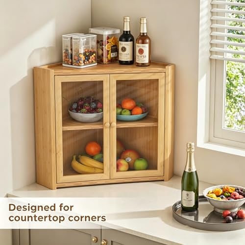 BAMBANG Bread Box, Double Layer Bamboo Bread Bin for Homemade Bread Bakers and Corner Kitchen Countertop with Double Doors, Not Suitable for Oversized Loaves, Natural - Image 4