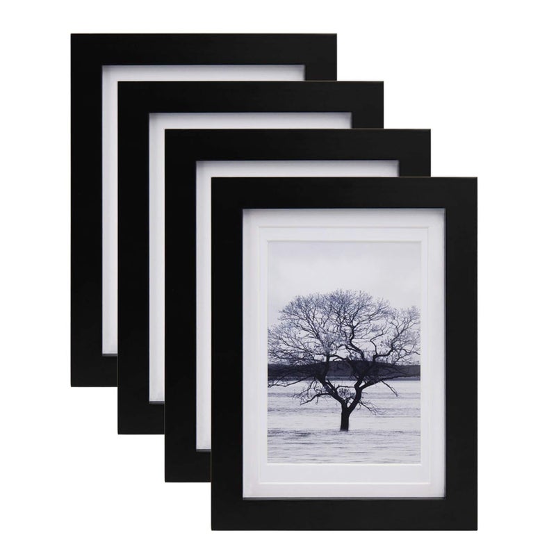 Egofine Egofine 5x7 Picture Frames Set of 4 Made of Solid Wood Covered by Plexiglass 35x5 and 4x6 with Mat or 5x7 without Mat for Table Top Display and Wall Mounting Photo Frame White 