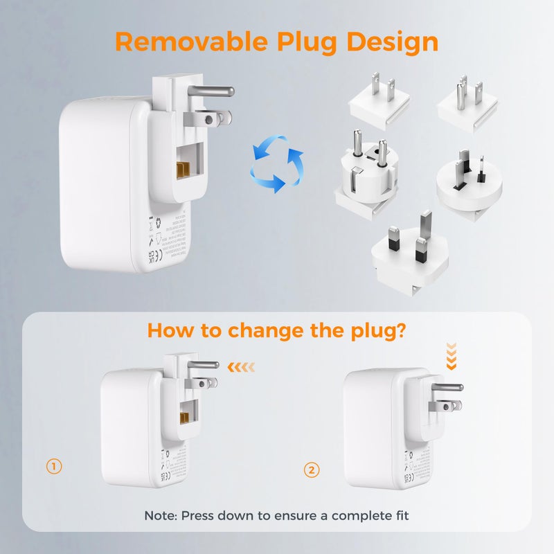 TESSAN UK to European US Plug, Universal Travel Adapter with 3 USB - Image 2